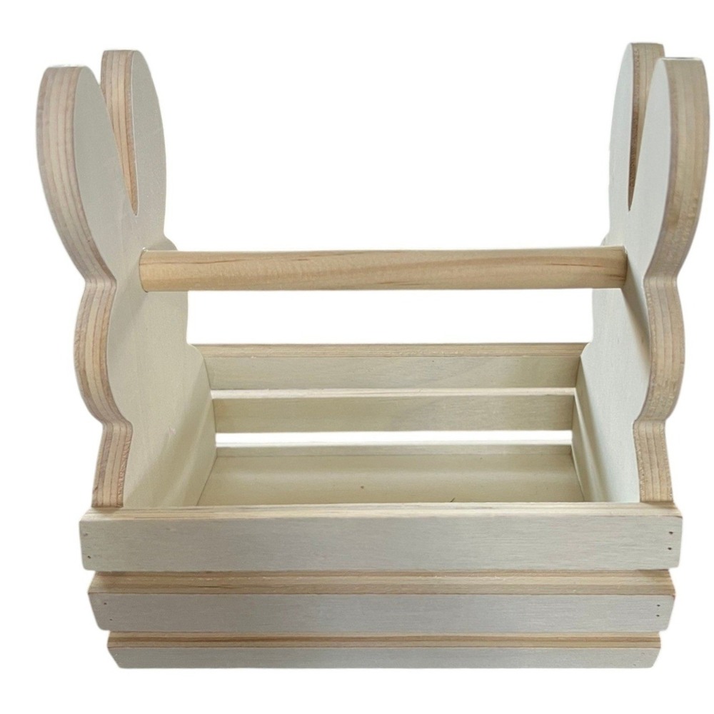 Spritz Rabbit Crate Small Natural Wood Easter Basket New Bunny Caddy Handle